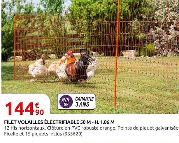 FILET VOLAILLES ÉLECTRIFIABLE 50 M - H. 1.06 M