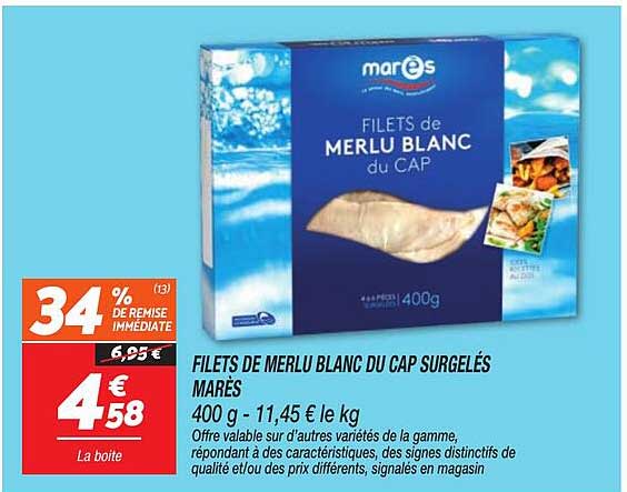 FILETS DE MERLU BLANC DU CAP SURGELÉS MARÈS