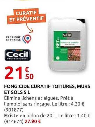 FONGICIDE CURATIF TOITURES, MURS ET SOUS SOL 5 L