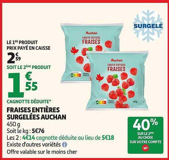 FRAISES ENTIÈRES SURGELÉES AUCHAN