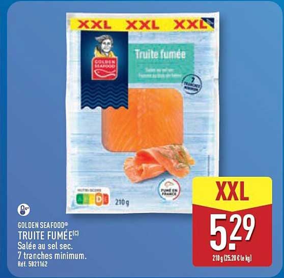 GOLDEN SEAFOOD® TRUITE FUMÉE(c) Salée au sel sec. 7 tranches minimum. Réf. 5021162