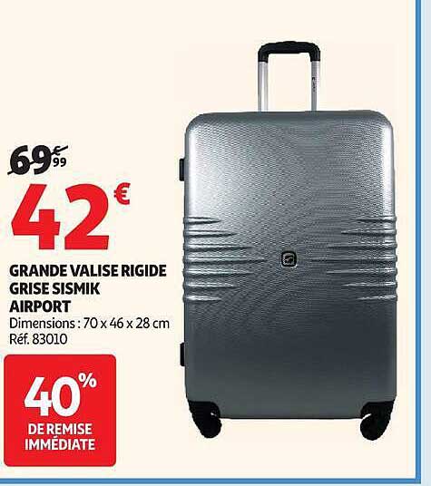 GRANDE VALISE RIGIDE GRISE SISMIX AIRPORT
