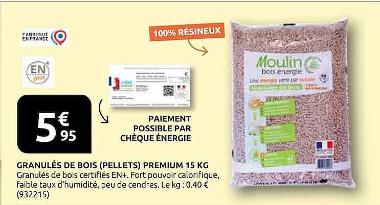 GRANULÉS DE BOIS (PELLETS) PREMIUM 15 KG