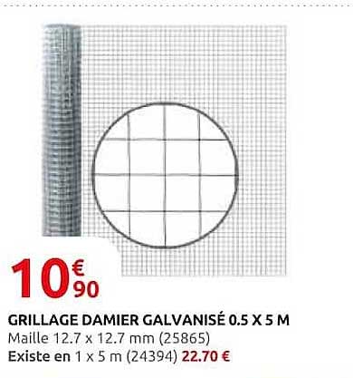 GRILLAGE DAMIER GALVANISÉ 0.5 X 5 M