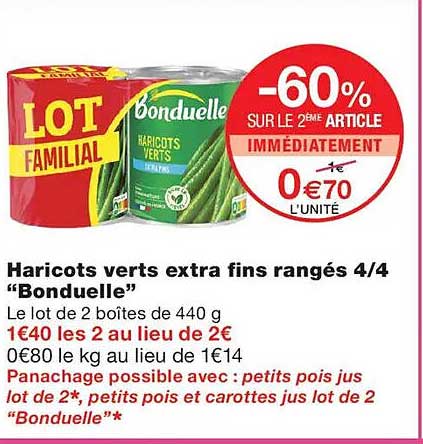 Haricots verts extra fins rangés 4/4 “Bonduelle”