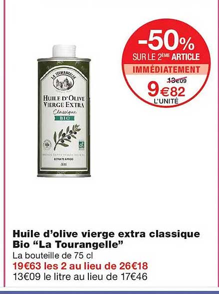 Huile d’olive vierge extra classique Bio “La Tourangelle”