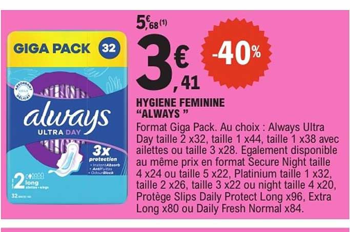 HYGIENE FEMININE “ALWAYS”