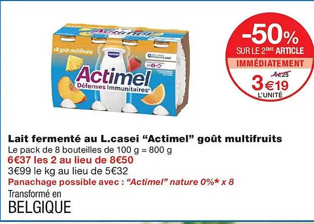 Lait fermenté au L.casei “Actimel” goût multifruits