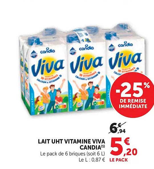 LAIT UHT VITAMINE VIVA CANDIA