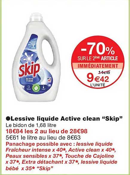 Lessive liquide Active clean “Skip”
