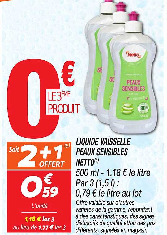 LIQUIDE VAISSELLE PEAUX SENSIBLES NETTO