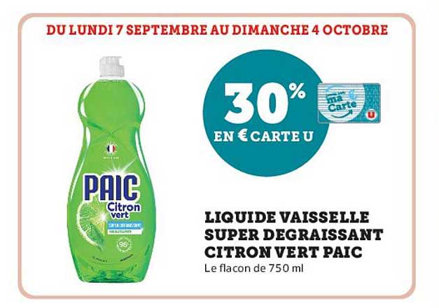 LIQUIDE VAISSELLE SUPER DEGRAISSANT CITRON VERT PAIC