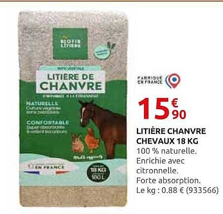 LITIÈRE CHANVRE CHEVAUX 18 KG