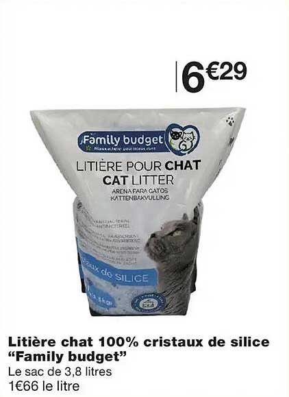Litière chat 100% cristaux de silice “Family budget”