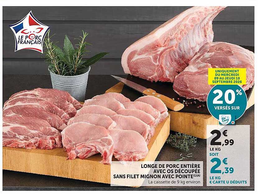 LONGE DE PORC ENTIÈRE AVEC OS DÉCOUPÉE SANS FILET MIGNON AVEC POINTES(1)(A)