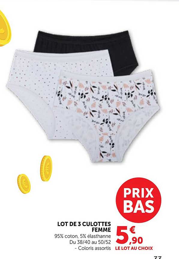 LOT DE 3 CULOTTES FEMME