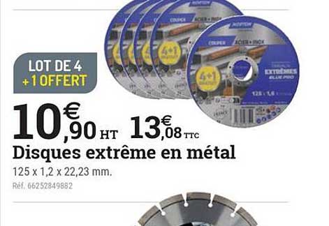 LOT DE 4 + 1 OFFERT Disques extrême en métal