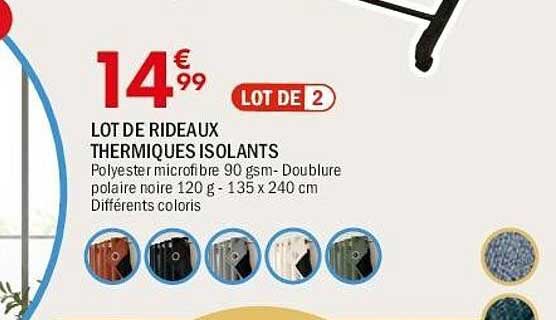 LOT DE RIDEAUX THERMIQUES ISOLANTS