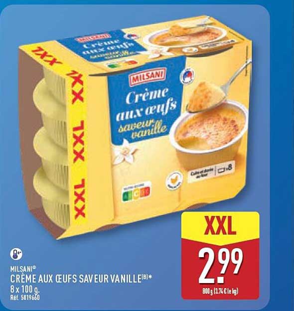 MILSANI CRÈME AUX OEUFS SAVEUR VANILLE 8 x 100 g