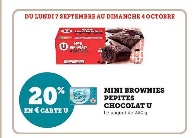 MINI BROWNIES PEPITES CHOCOLAT U