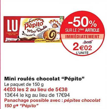 Mini roulés chocolat “Pépito”