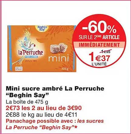 Mini sucre ambré La Perruche “Beghin Say”