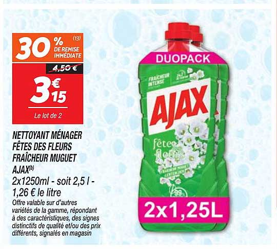 NETTOYANT MÉNAGER FÊTES DES FLEURS FRAÎCHEUR MUGUET AJAX