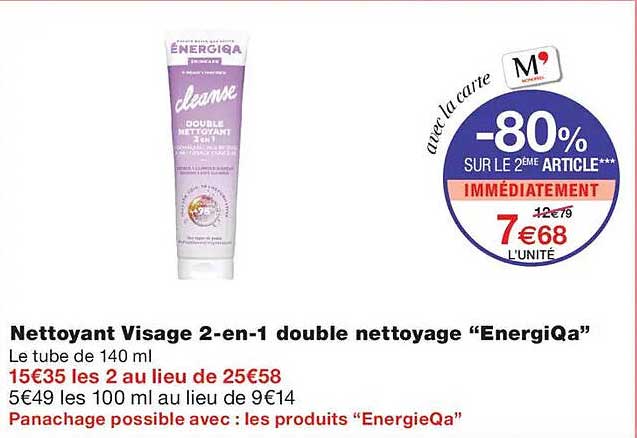Nettoyant Visage 2-en-1 double nettoyage “EnergiQa”