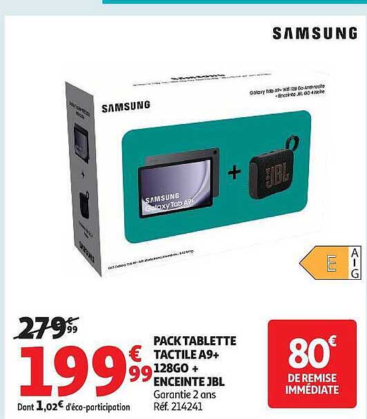PACK TABLETTE TACTILE A9+ 128GO + ENCEINTE JBL