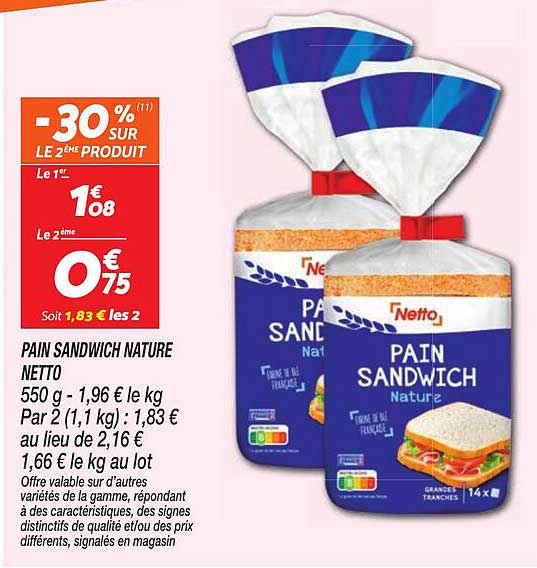 PAIN SANDWICH NATURE NETTO