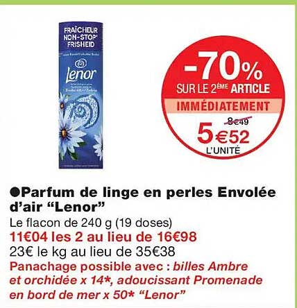 Parfum de linge en perles Envolée d’air “Lenor”