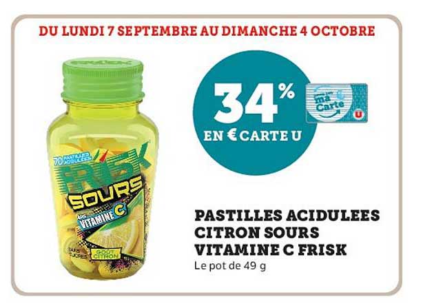 PASTILLES ACIDULEES CITRON SOURS VITAMINE C FRISK
