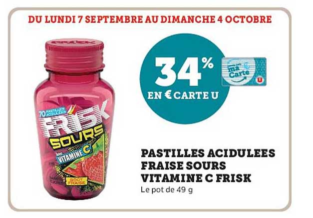 PASTILLES ACIDULEES FRAISE SOURS VITAMINE C FRISK