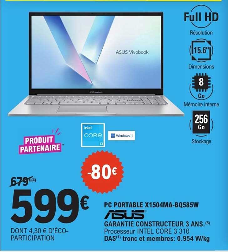PC PORTABLE X1504MA-BQ585W ASUS