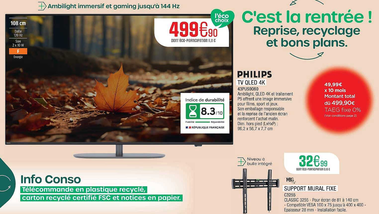 PHILIPS TV QLED 4K 43PUS9060