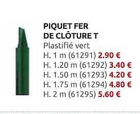 PIQUET FER DE CLÔTURE T Plastifié vert