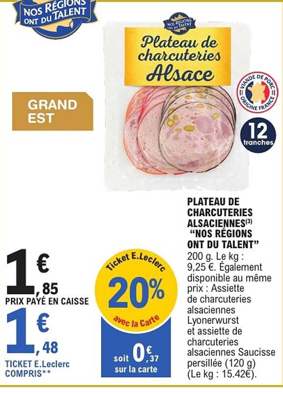 PLATEAU DE CHARCUTERIES ALSACIENNES “NOS RÉGIONS ONT DU TALENT”