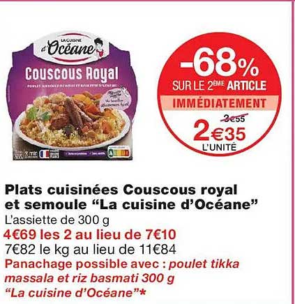 Plats cuisinées Couscous royal et semoule “La cuisine d’Océane”