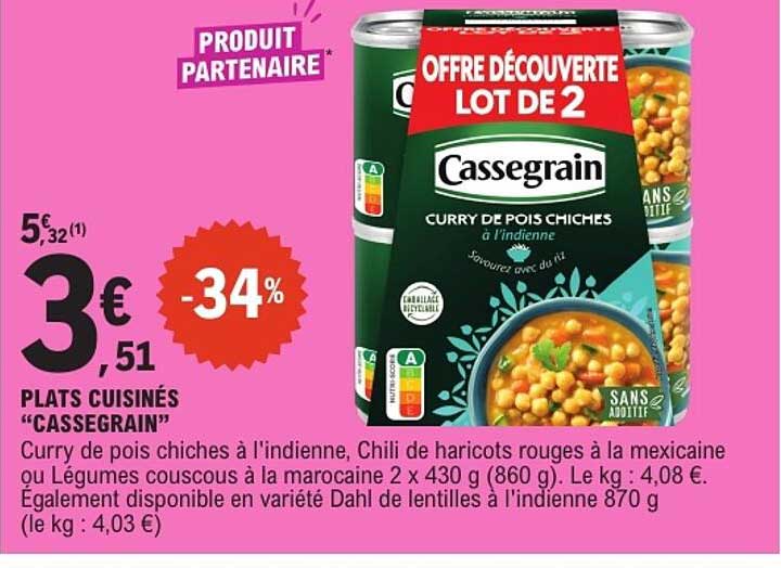 PLATS CUISINÉS “CASSEGRAIN”