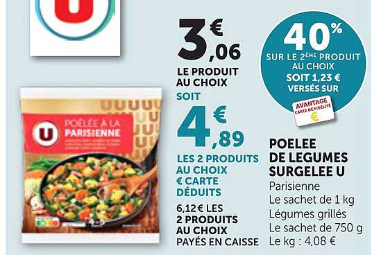 POELEE DE LEGUMES SURGELÉ U Parisienne