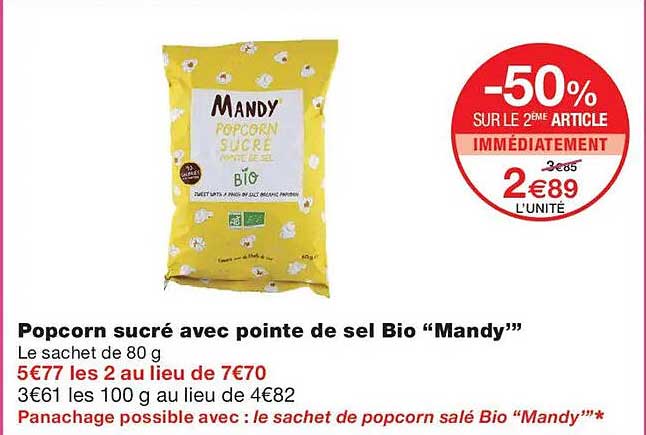 Popcorn sucré avec pointe de sel Bio “Mandy”