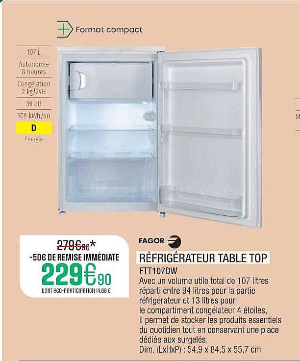 RÉFRIGÉRATEUR TABLE TOP