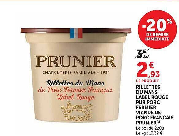 RILLETTES DU MANS LABEL ROUGE PUR PORC FERMIER VIANDE DE PORC FRANCAIS PRUNIER(1)