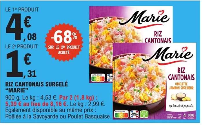 RIZ CANTONAIS SURGELÉ “MARIE”