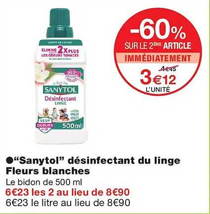 “Sanitol” désinfectant du linge Fleurs blanches