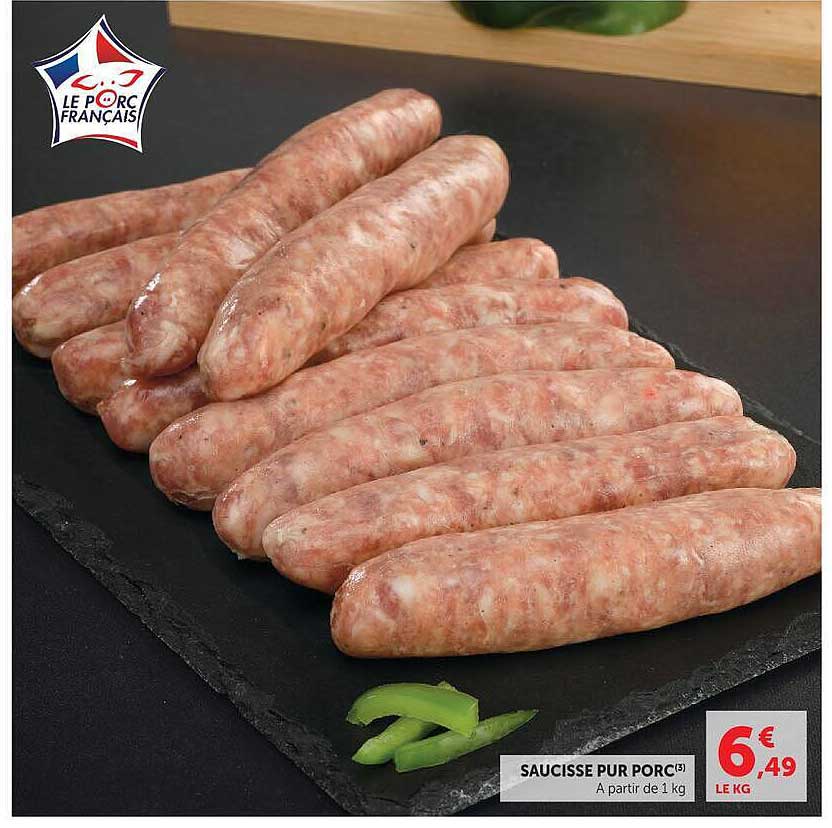 SAUCISSE PUR PORC(3) À partir de 1 kg