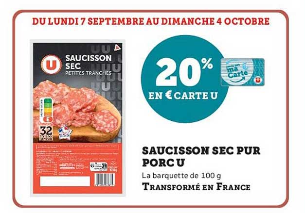 SAUCISSON SEC PUR PORC U