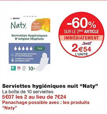 Serviettes hygiéniques nuit “Naty”