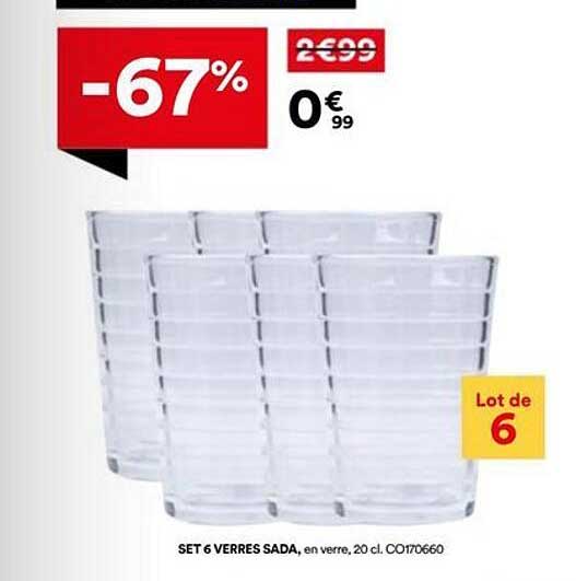 SET 6 VERRES SADA, en verre, 20 cl. C0170660