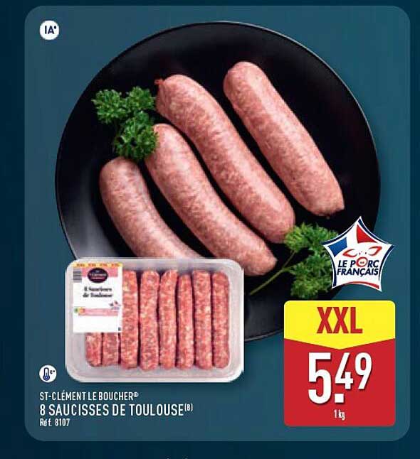 ST-CLÉMENT LE BOUCHER® 8 SAUCISSES DE TOULOUSE(B)